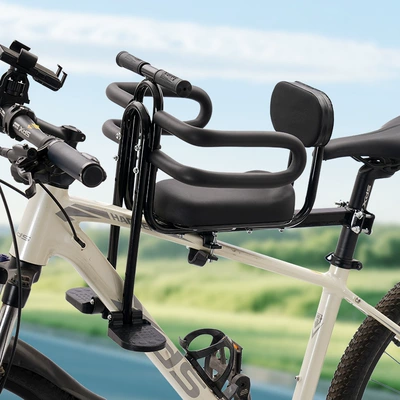 Motorcycle cushion: Car Stroller Bicycle Child - upgraded-new-black-seat-armrest-footrest-backrest-half-guardrail