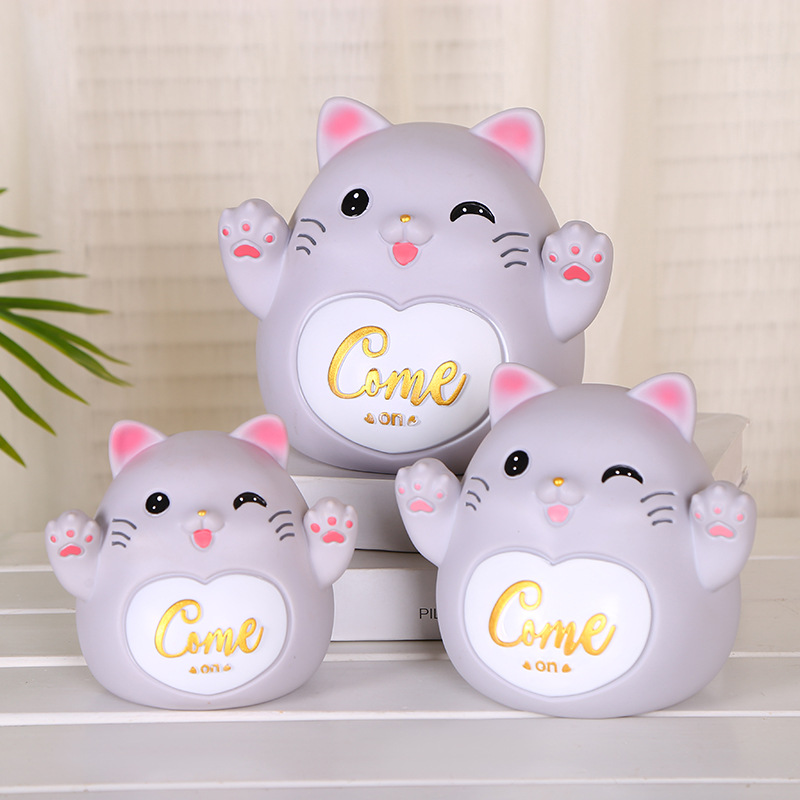 Creative Money Cat Piggy Bank Craft Gift for Children Festival Gift Resin Cartoon Money Bank Manufacturer Wholesale