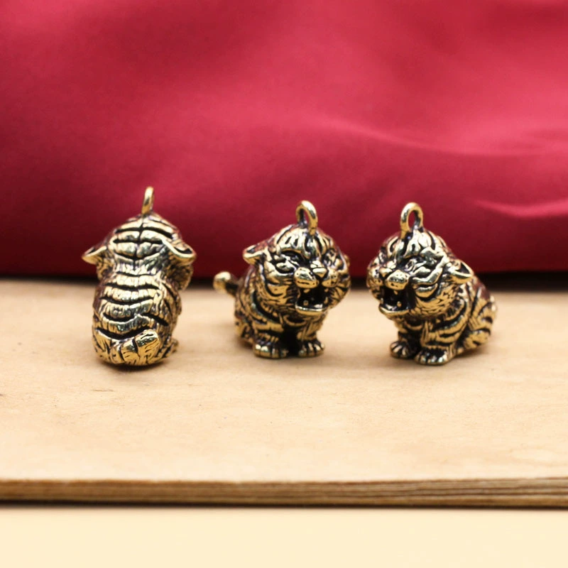 Brass cartoon minifigure, keychain, copper pendant