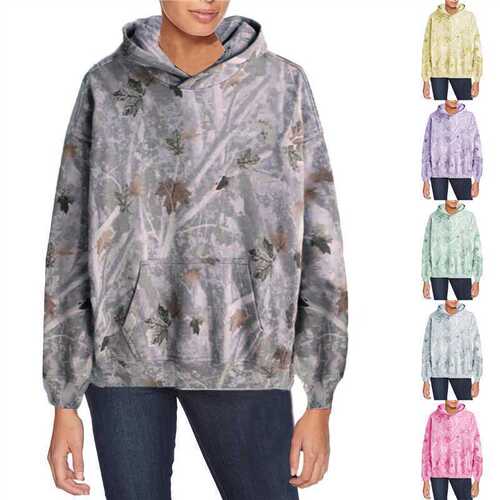 Autumn/Winter Cross-border Amazon eBay Independent Store European and American Women's Fashion Leaf Hooded Sweatshirt 3D Print Casual Loose Sweatshirt