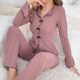 Cross-border European and American Pajamas Women's Simple Fashion Lapel Casual Bow Long Sleeve Trousers Home Clothes Foreign Trade suit Women