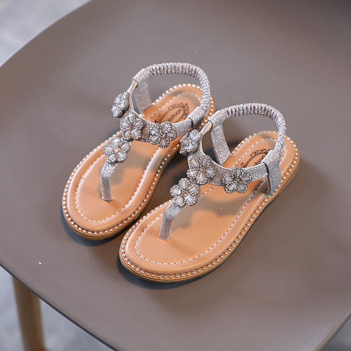 Girls Sandals  Summer New Children's Princess Shoes Baby Middle and Large Children Soft Sole Fashion Beach Sandals