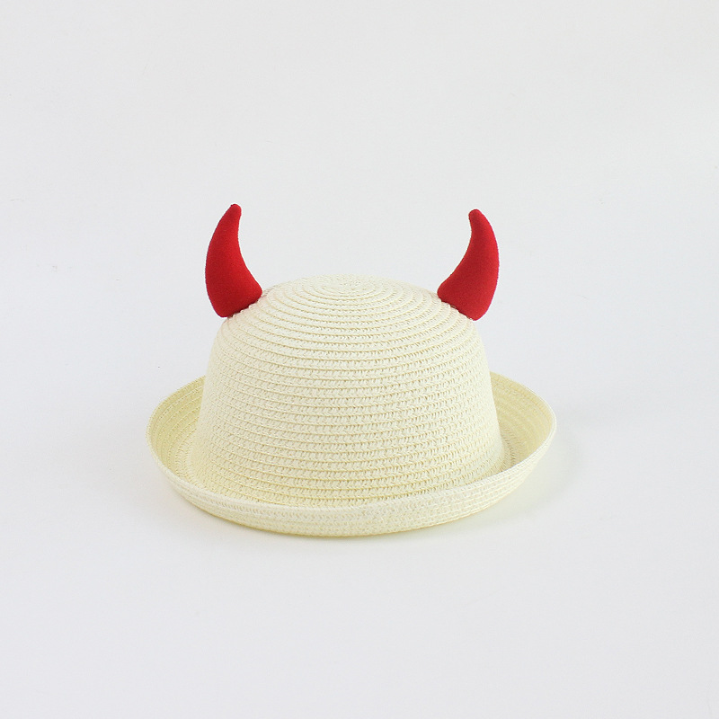 卷檐奶白色-红牛角