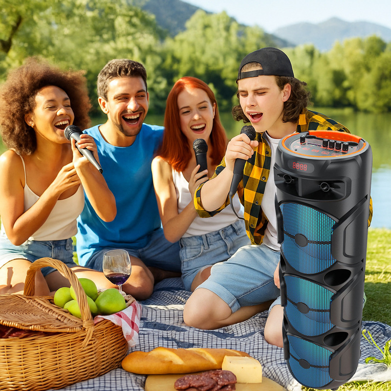 2025 New 120W High Power Karaoke Bluetooth Speaker Outdoor Portable Party Karaoke Speaker with Microphone