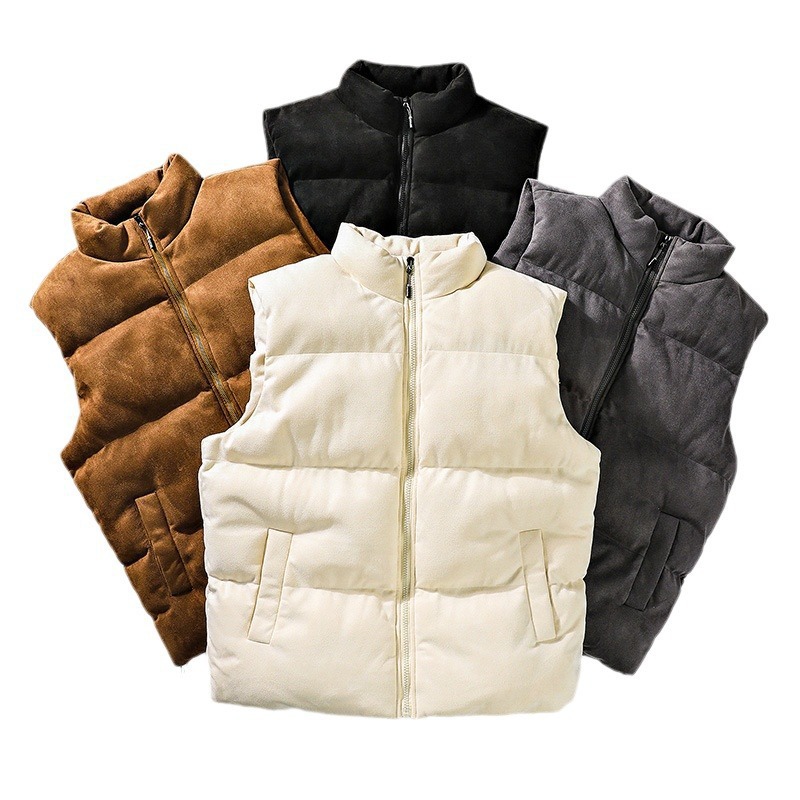 Chaleco de pareja de gamuza para hombres 2023 primavera y otoño a prueba de frío cálido algodón y engrosamiento chaleco sin mangas estilo de celebridad de Internet