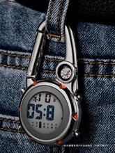 电子登山扣表便携锁扣背包挂表护士学生计时小闹钟指南针夜光腰表
