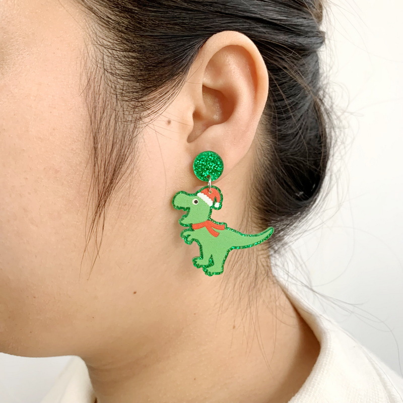 8g Weight Earrings Event & Party Supplies Drop Earrings Classification 1 Pair Quantity Party Occasion Cartoon Style Dinosaur Arylic Women's Drop Earrings 1 Pair