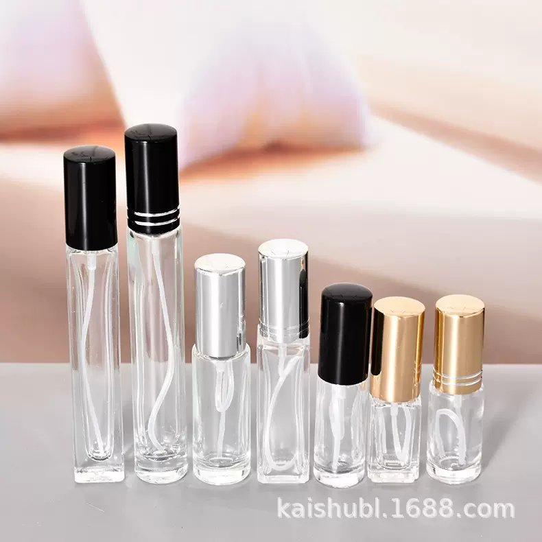 现货批发5ml10ml30ml细长高端高档方形玻璃瓶喷雾滚珠香水分装瓶