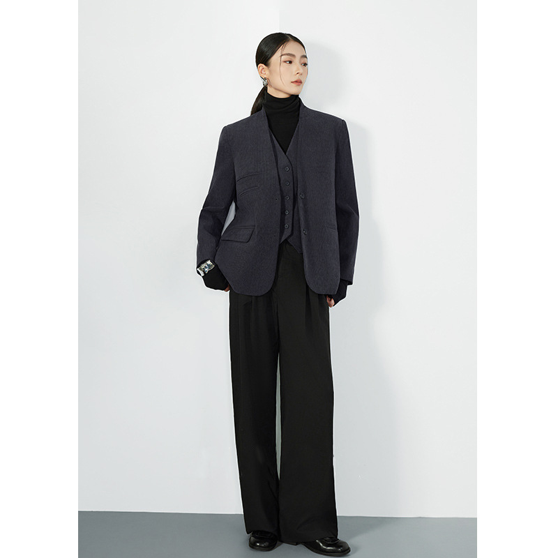 气质显瘦百搭西装外套女2025秋季新款v领单排扣高级轻奢休闲西服|undefined