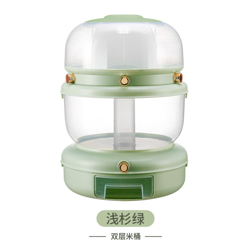 Light luxury separated rice buckets can be rotated for household sealing, insect-proof and moisture-proof layered rice storage boxes for household grains and rice tanks