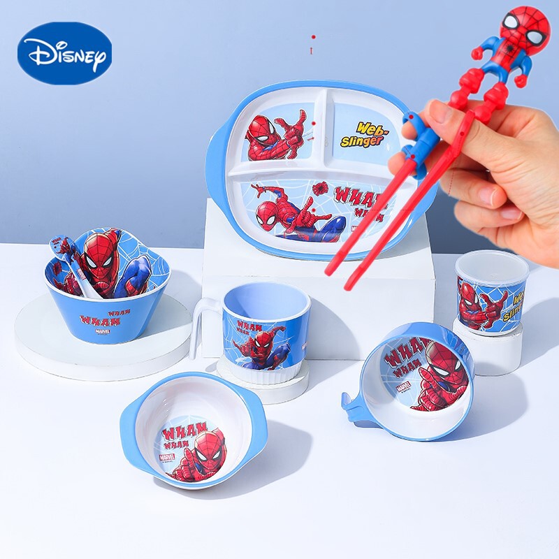 Disney Kidsren's Bowl Household Bowl with Handle Baby Spoon Dinner Plate Cute Baby Tableware Learning Training Chopsticks