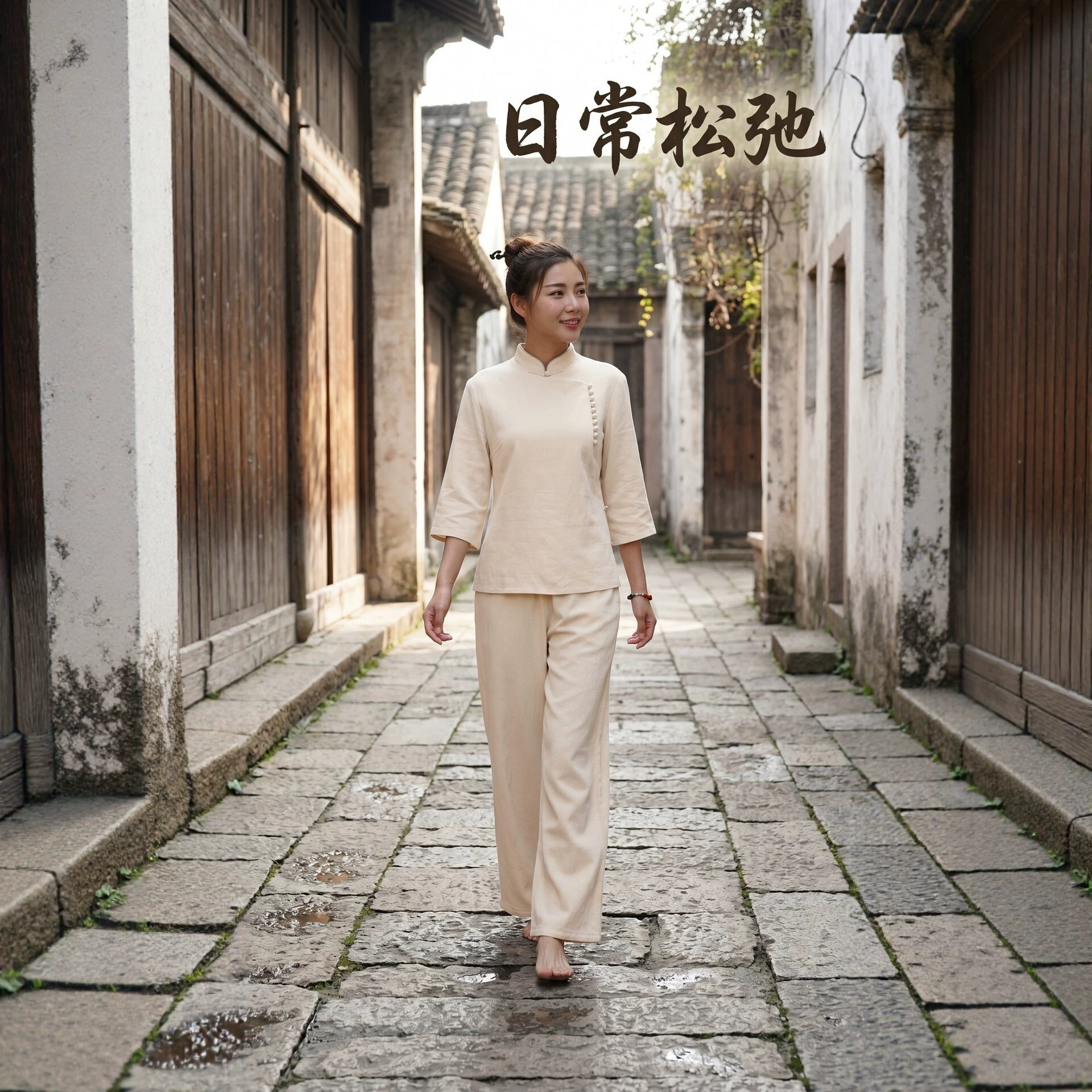 新中式亚麻禅修服女套装春秋盘扣茶服居士服宽松棉麻瑜伽打坐练功