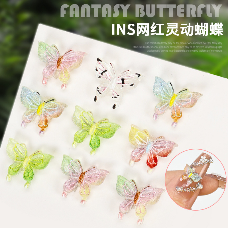 Manicure brillante hadas mariposa adornos de resina mariposa genio tridimensional manicure material de adornos de uñas 20 paquetes