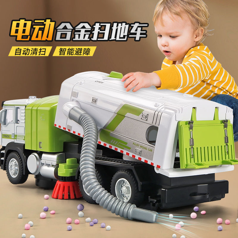 Electric Garbage Truck Kidsren's Toys Oversized Alloy Sweeper Truck Toy Car Road Sweeper Truck Boy Sanitation Truck
