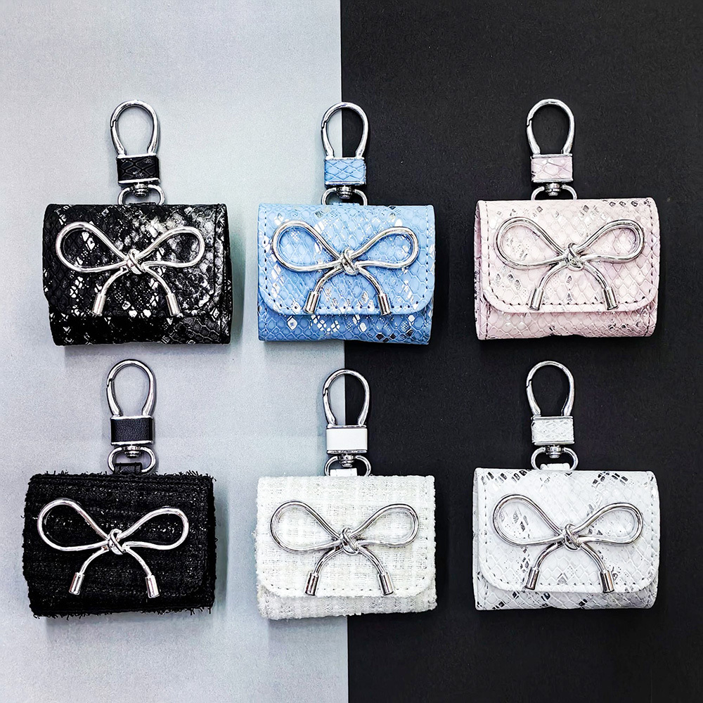 蓝牙耳机保护皮套可定图案3C数码品牌礼品纯色皮纹皮质耳机收纳包