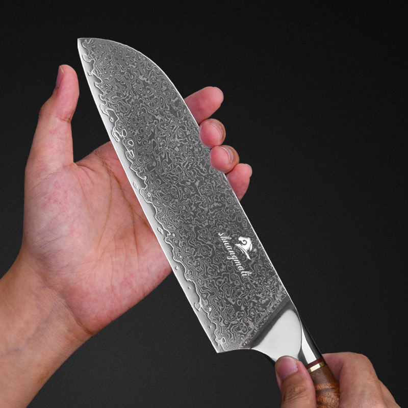 Damasco cuchillo de acero de 7 pulgadas Sande cuchillo de madera de sombra mango de registro cuchillo de cocinero de acero inoxidable entrega transfronteriza