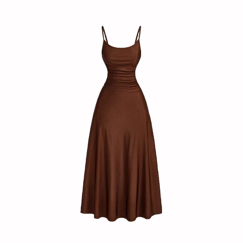 Europe and the United States new sling waist dress waist with pleated design spring and summer season