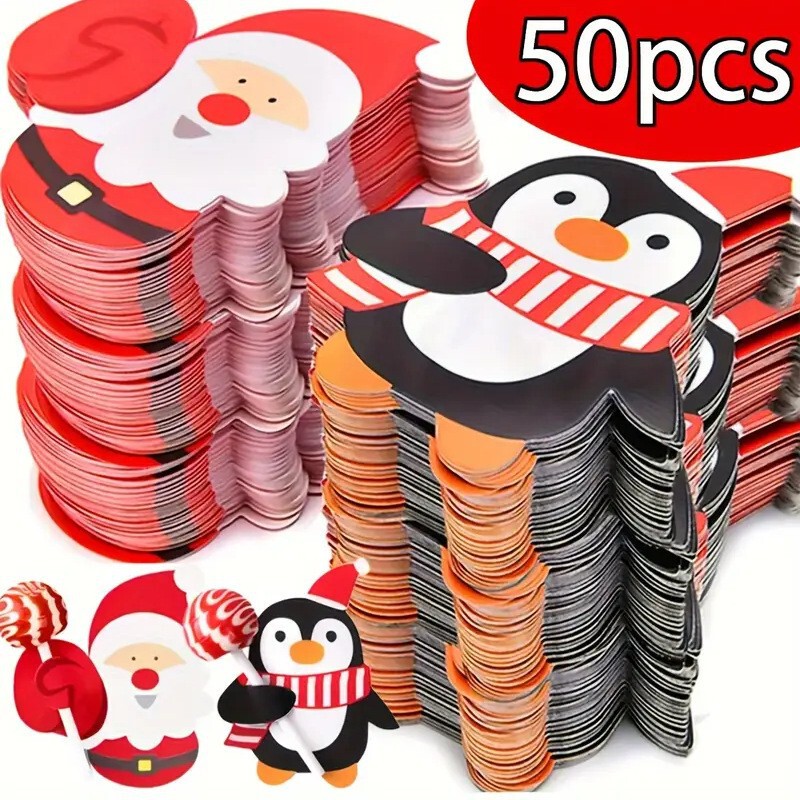 クロスボーダークリスマスペンギン雪だるま漫画装飾カードクリスマスキャンディープレゼント包装装飾カード50|undefined