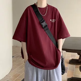 男时尚潮牌ins文艺潮流标准新款夏季印花青春流行五分袖潮圆领T恤