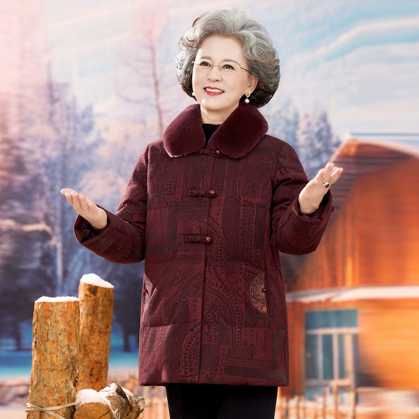 Плюшевая куртка-пуховик для мамы, для среднего возраста, 60 лет, повышенная толщина