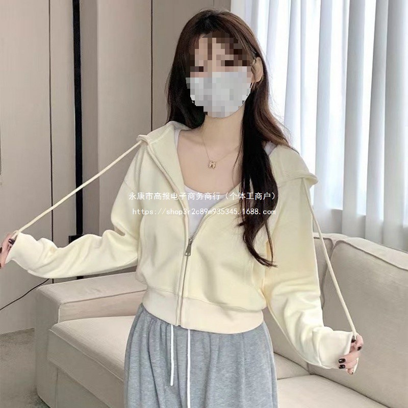 小个子短款卫衣拉链外套女显瘦春秋冬款连帽开衫ins2024新款爆款