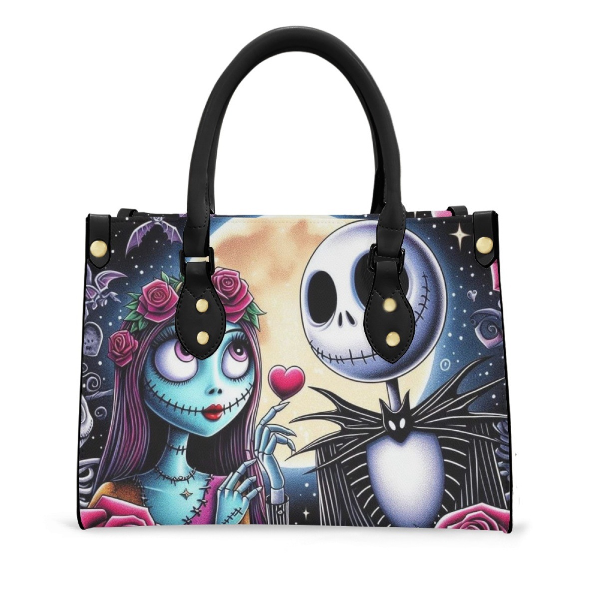 来图印花手提包无肩带单肩包女士挎包圣诞夜惊魂元素印花独立站