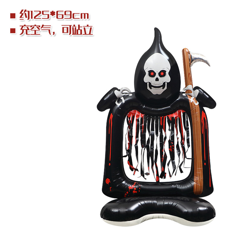 En stock accesorios de decoración de Halloween juguete globo 4D pie bruja árbol muerto forma de calabaza globo de dibujos animados de gran tamaño