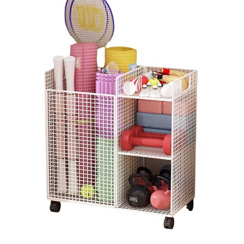 Yoga Mat Storage Basket Fitness Equipment Movable Sports Equipment Storage Rack Storage Rack Badminton Wheel Household