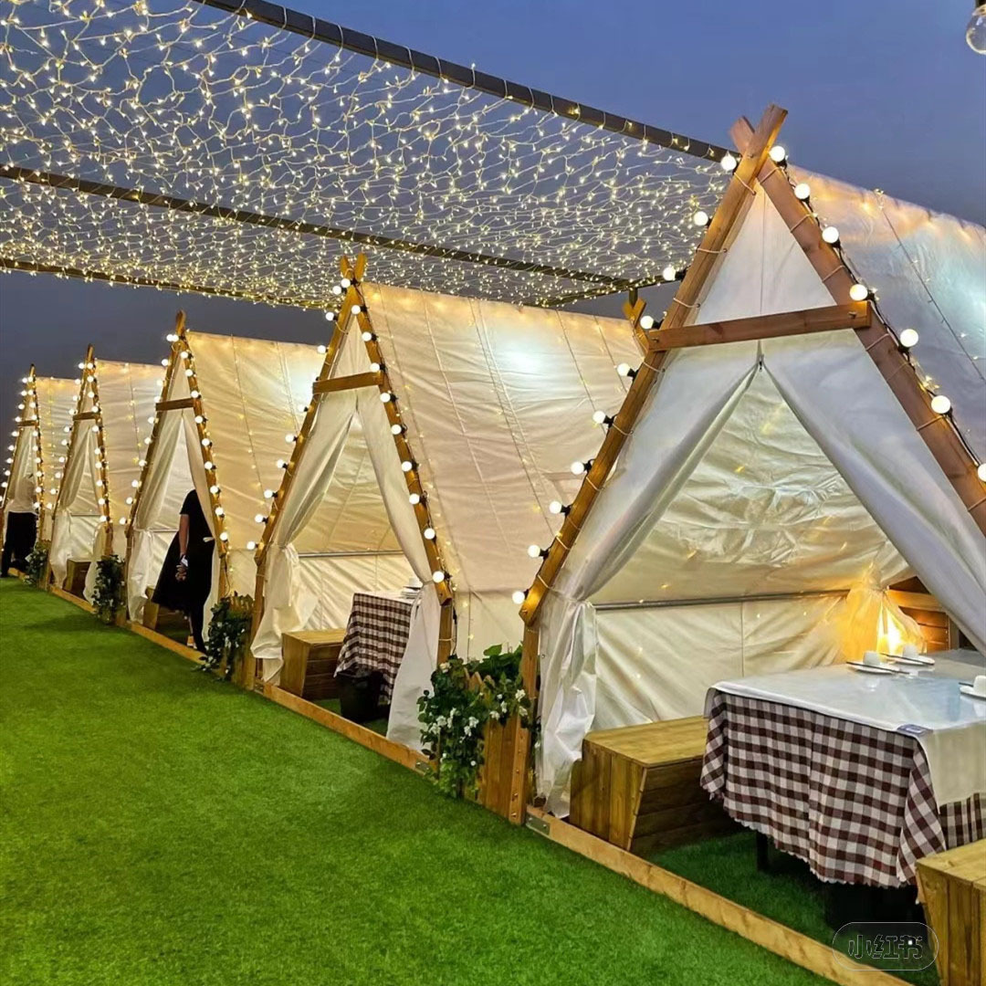 Internet celebrity tent triangle terrace Hot Pot Cottage barbecue outdoor camping starry bed & breakfast catering rain-proof tent