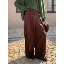 NEIHE内赫磨毛腰头设计宽松休闲拖地阔腿牛仔长裤子女秋冬257193