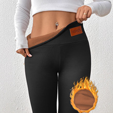 2025跨境爆款咖色羊羔绒保暖裤女冬外穿高腰提臀显瘦加绒加厚