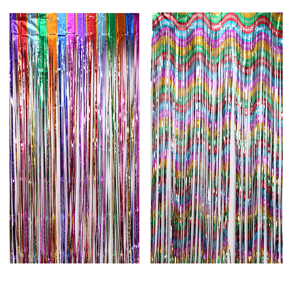 2 m estrella lluvia cortina de seda en forma de diamante fiesta de cumpleaños decoración de la pared colorida lluvia cortina de seda borla globo cortina decorativa