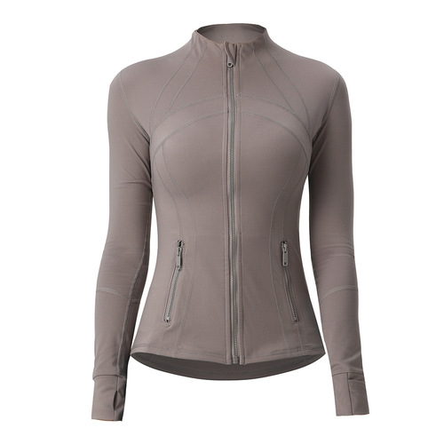 Lulu sport yoga jacket for women, def*ne running fitness tight stand-up collar zipper open jacket top
