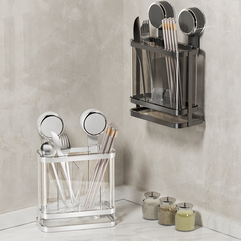 Tubo de palillos de ventosa Caja de palillos de drenaje de cocina sin perforación montada en la pared Caja de almacenamiento de palillos nuevos para el hogar