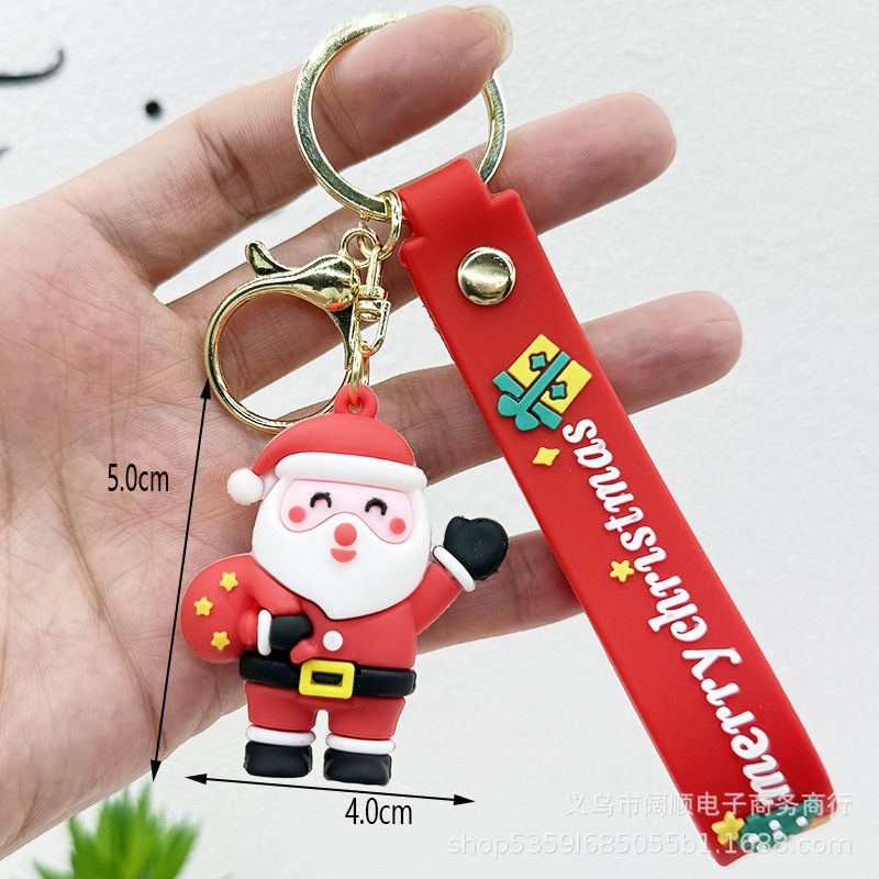 跨境圣诞钥匙扣软胶公仔挂件圣诞礼品配件立体公仔圣诞老人小挂件|undefined