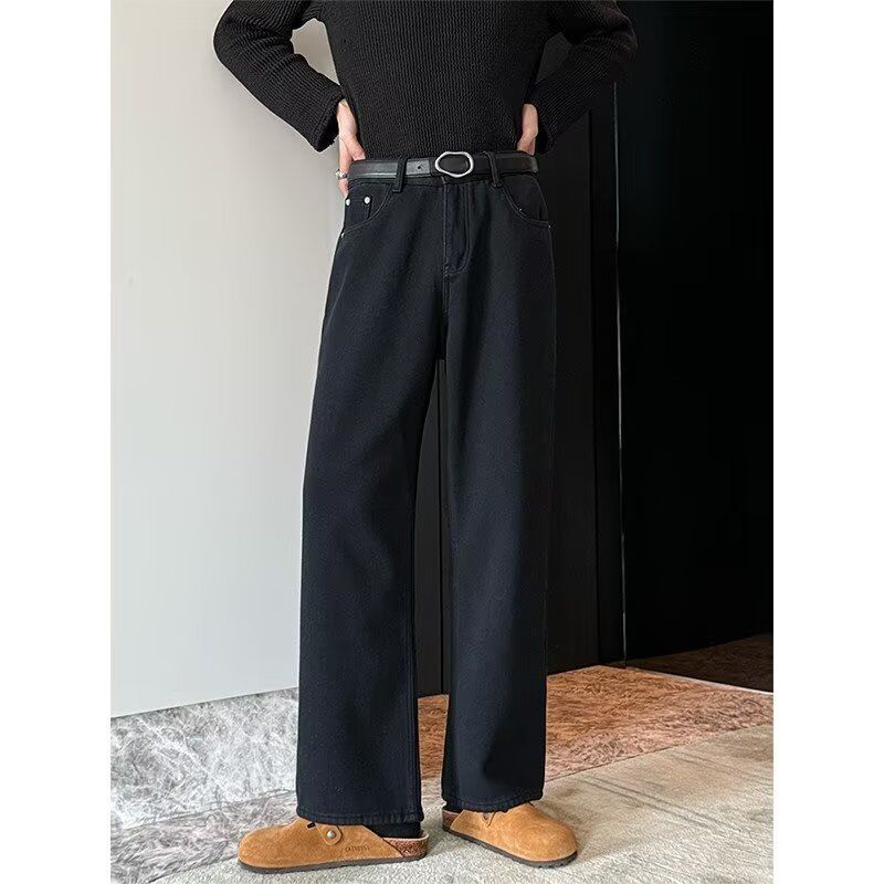 White Solid Color Men's Jeans New Straight Loose Casual Pants New Arrival New Style