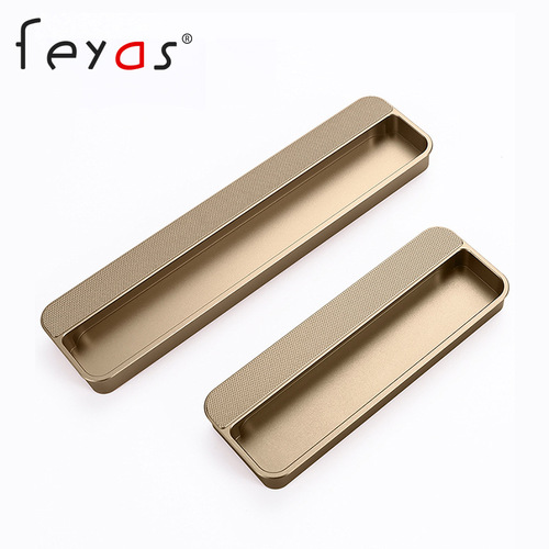 Wardrobe embedded invisible handle high-end black cabinet door tatami slotted handle push-pull sliding door concealed handle
