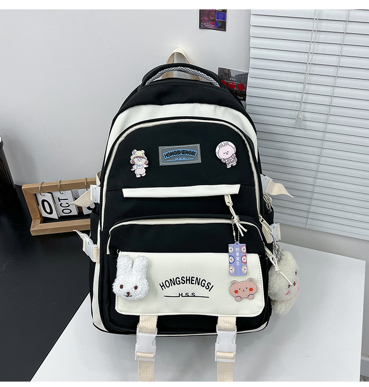 Functional Backpack Bags Type School, Daily Occasion Nylon Material School Backpack Backpack Bear Pattern New Early High School Student Schoolbag Man And Woman Cartoon Opening Season Travel Backpack Large Capacity Wholesale