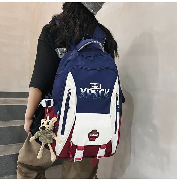 1071g Weight Polyester Lining Material Multicolor Fashion Element Zipper Closure Type Double Shoulder Straps Strap Type Functional Backpack Bags Type Casual, School Occasion Nylon Material Waterproof Function School Backpack Backpack Letter, Color Block Pattern All Seasons Season Unisex Gender Preppy Style, Streetwear Style Square Shape Unisex Nylon Letter Color Block Preppy Style Streetwear Multicolor Square Zipper Functional Backpack 3