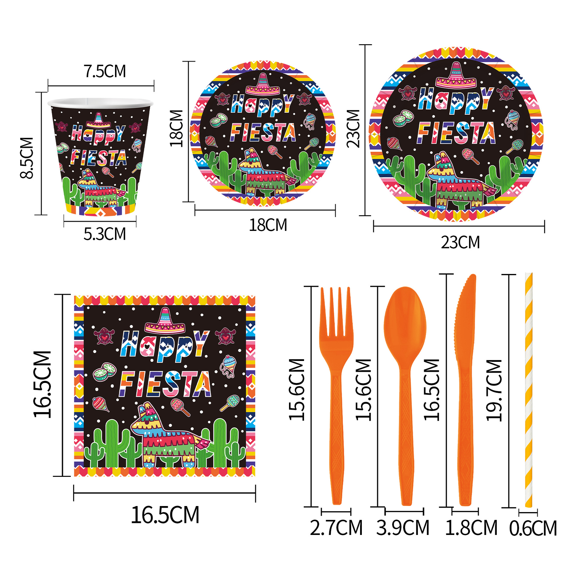 Carnaval mexicano decoración de fiesta temática de carnaval bandeja de papel desechable taza de papel toallas set de cubiertos de fiesta