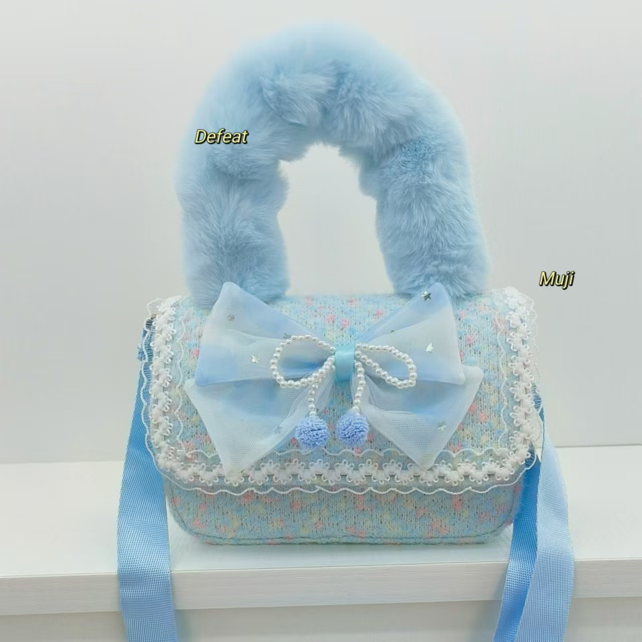 Bolso de peluche de arco, bolso de princesa, bolso de hombro, bolso de mochila, bolso de cambio, bolso de accesorios lindos.
