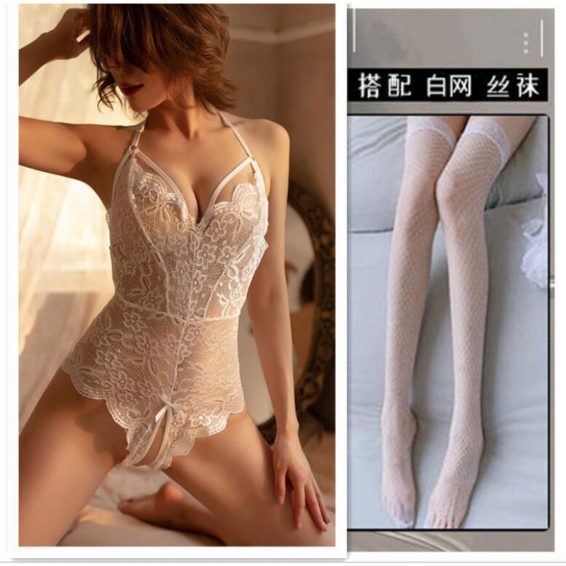흰색 + 흰색 망사 스타킹