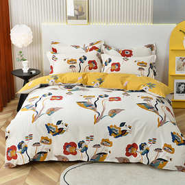 加厚全棉四件套纯棉斜纹棉被套家用学生三件套家纺床上用品批发