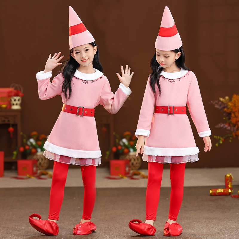 2023 nuevos niños de la Navidad ropa princesa vestido Otoño e Invierno manga larga engrosada elfo rendimiento los hombres