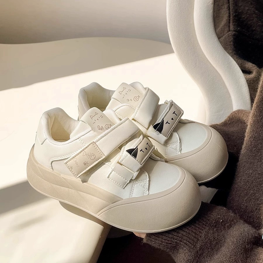 Допамин мягкая подошва обувь женская 2025 новая дикая обувь толстая подошва маленькая белая обувь липучка женская обувь хлебная обувь