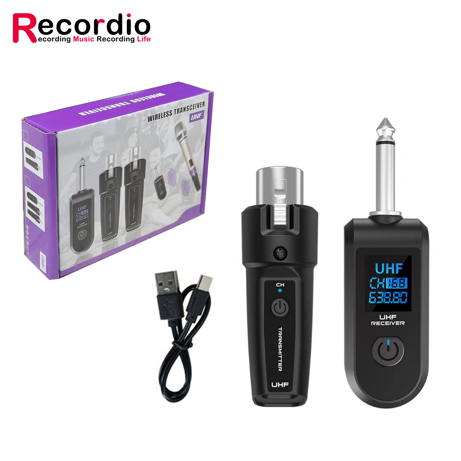 Sistema de micrófono inalámbrico de conversión por cable dinámico al por mayor, receptor de transmisión, instrumento musical, soplador eléctrico de mano, granada de guitarra