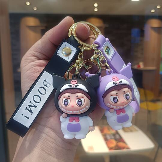 Cartoon Cross-Dressing Labubu Keychain Little Sheep Stereo Silicone Doll Gift Car Bag Key Chain Pendant