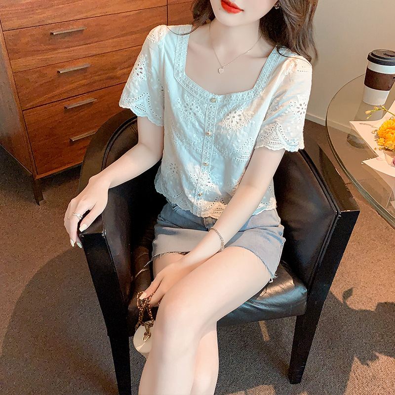 lace silk body-friendly summer fashionable shiffon T-shirt