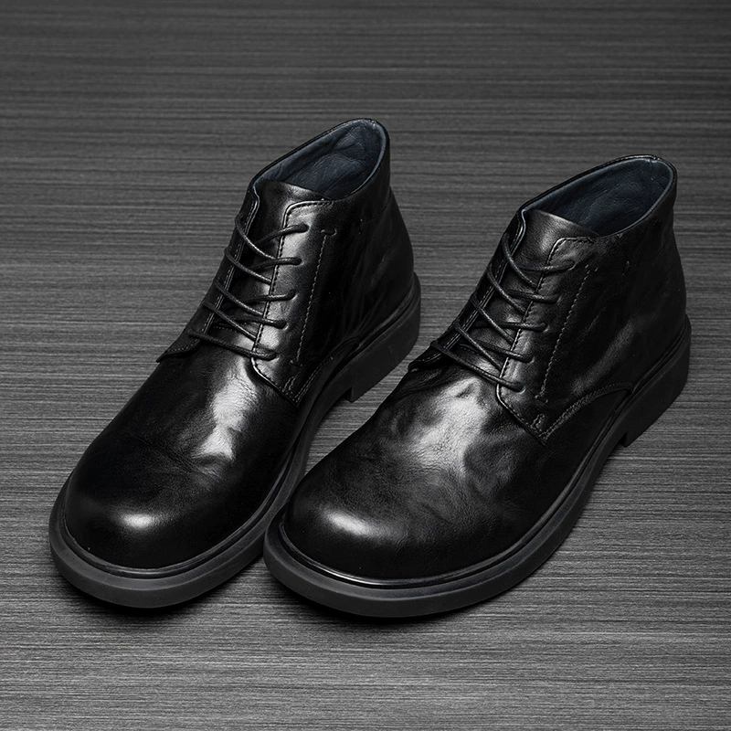 2023 новые мужские Ботинки Martin из натуральной кожи, повседневные Модные ботильоны с круглым носком, черные модные ботинки для мужчин
