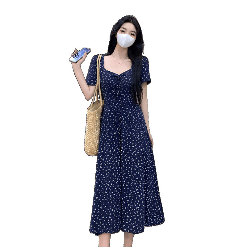 大码胖mm夏季小众设计感碎花连衣裙短裙法式气质显瘦中长裙子女装|undefined